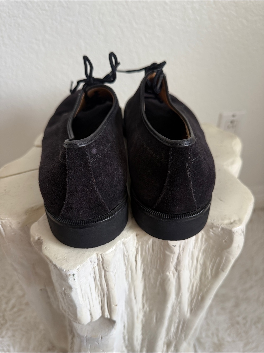 Salvatore Ferragamo Men’s Black Suede Derby Lace-Up Shoes - Picture 3 of 7